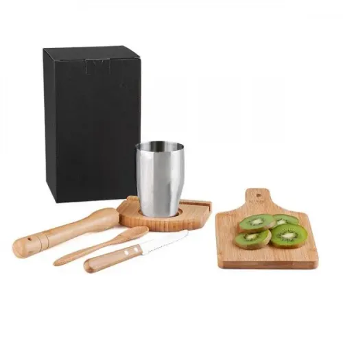 KIT PARA CAIPIRINHA EM BAMBU /MADEIRA IBIZA - 0,35 L - 6 PÇS-KC-00443