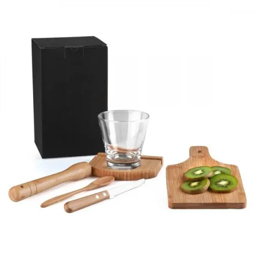 KIT PARA CAIPIRINHA EM BAMBU / MADEIRA IBIZA - 0,35 L - 6 PÇS-KC-00463
