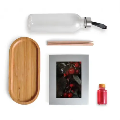 KIT BANDEJA, AROMATIZADOR E ACESSÓRIOS - 4 PÇS - CEREJA E AVELÃ-KT-90312-CRA-NA