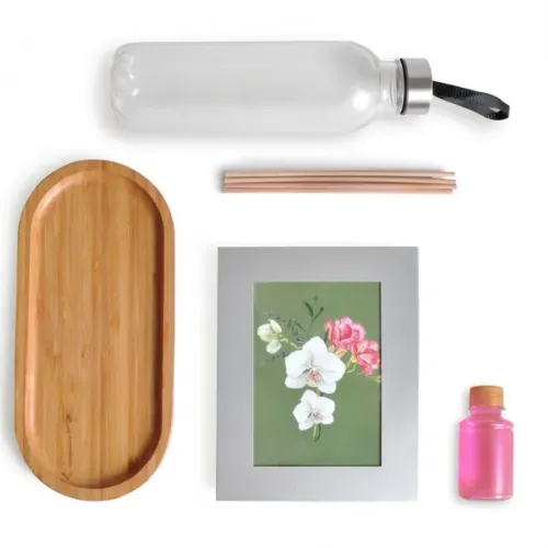 KIT BANDEJA, AROMATIZADOR E ACESSÓRIOS - 4 PÇS - ORQUÍDEA-KT-90312-ORQ-NA