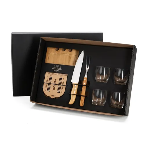 KIT CHURRASCO, WHISKY E TRUCO - 8 PÇS - C/ JOGO DE BARALHO-003MRPKT-90076