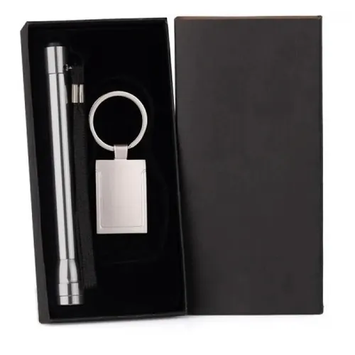 KIT LANTERNA E CHAVEIRO - 2 PÇS PRATA-LN-00860-PRA
