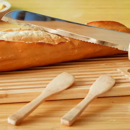 KIT MIGALHEIRA COM FACA E ESPÁTULAS - 4 PÇS MADEIRA-KT-90205-MAD