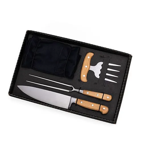 KIT PARA CHURRASCO COM AVENTAL - 4 PÇS-003MRPKT-90179