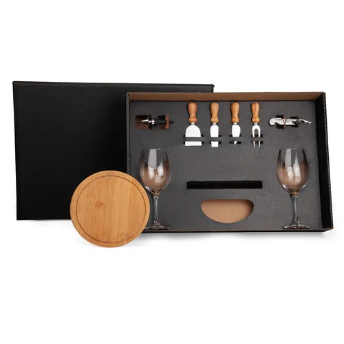 KIT QUEIJO E VINHO SEM ESPAÇO PARA GARRAFA - 9 PÇS -KT-9022S