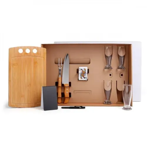 KIT CHURRASCO, CERVEJA E TRUCO - 10 PÇS - C/ JOGO DE BARALHO-KT-90079-BCO