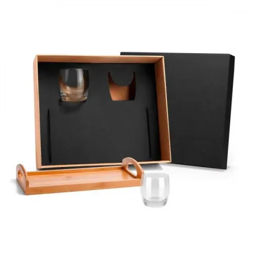 KIT WHISKY C/ BANDEJA E COPOS - 3 PÇS-KT-90084