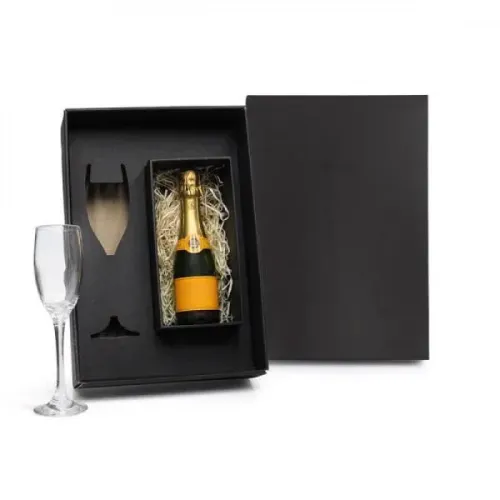 TAÇA DE VIDRO P/CHAMPAGNE 190 ML C/ ESPAÇO  P/GARRAFA MINI NÃO ACOMPANHA GARRAFA-KT-9009K