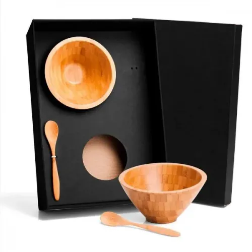 KIT PARA CAFÉ DA MANHÃ EM BAMBU - 4 PÇS-KT-90112