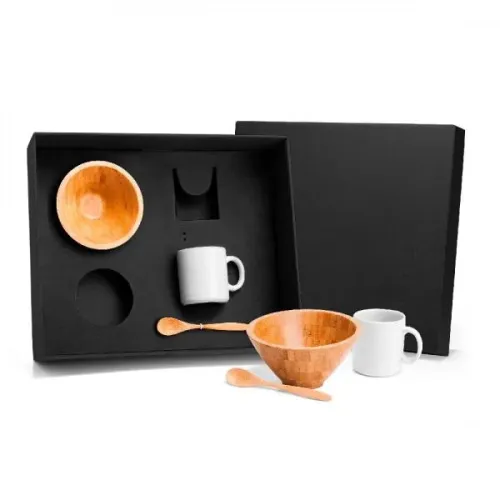 KIT PARA CAFÉ DA MANHÃ EM BAMBU - 6 PÇS-KT-90113