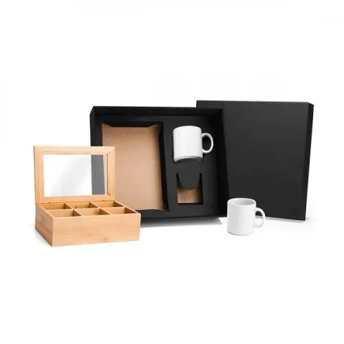 KIT PARA CHÁ EM BAMBU E CANECA - 3 PÇS-KT-90118