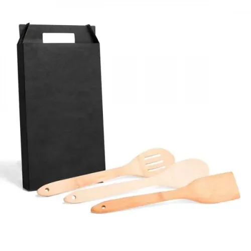 KIT DE UTENSÍLIOS EM BAMBU 30CM - 3 PÇS-KT-90132