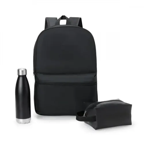 CONJ. MOCHILA, NECESSAIRE E GARRAFA - 3 PÇS-KT-90322