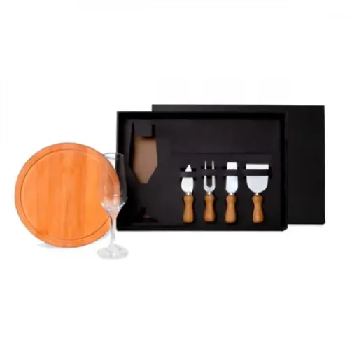 CONJ. TAÇA. TÁBUA E UTENSILIOS - 6 PEÇAS-KT-90346