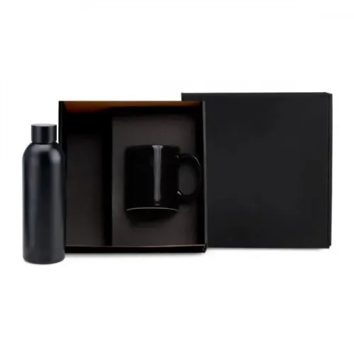KIT GARRAFA E CANECA - PRETO - 2 PÇS-KT-90361
