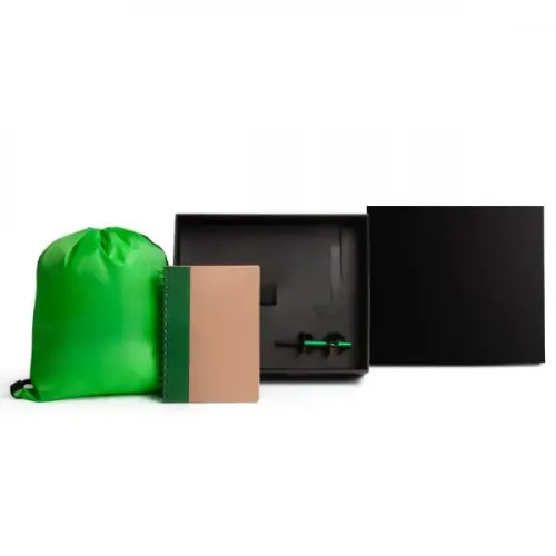 KIT MOCHILA, CADERNO E CANETA - VERDE - 3 PÇS-KT-90380