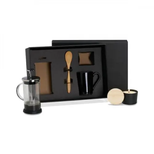 KIT PARA CAFÉ COM VELA AROMATIZADA - 4 PÇS-KT-90420