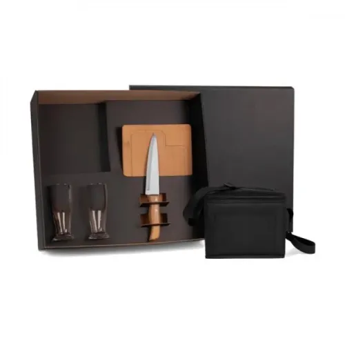 KIT PARA CHURRASCO COM COPOS E BOLSA TÉRMICA - 5 PÇS-KT-9047E