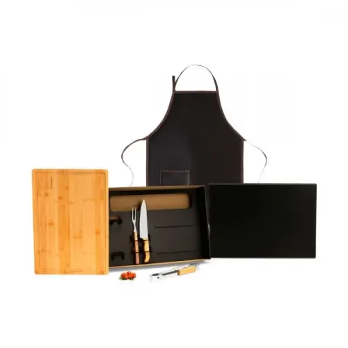 KIT PARA CHURRASCO COM AVENTAL - 5 PÇS-KT-90505