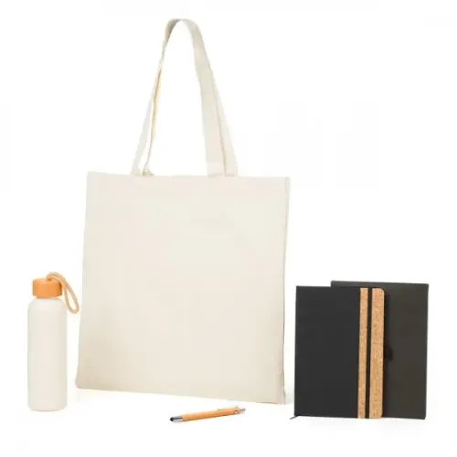 KIT SACOLA, GARRAFA, CADERNO E CANETA - 4 PÇS-KT-90541