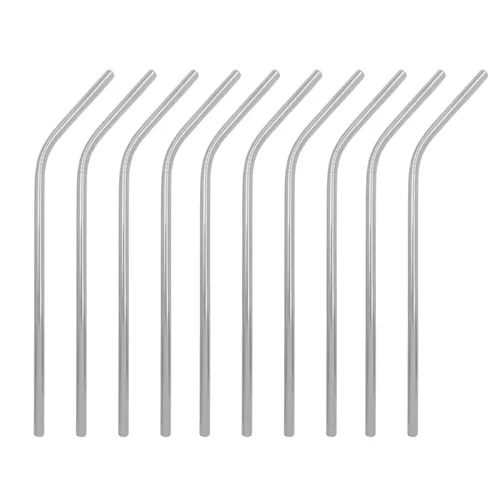 Kit 10 Canudos Retos Reutilizáveis de Aço Inoxidável-PA-215+C10