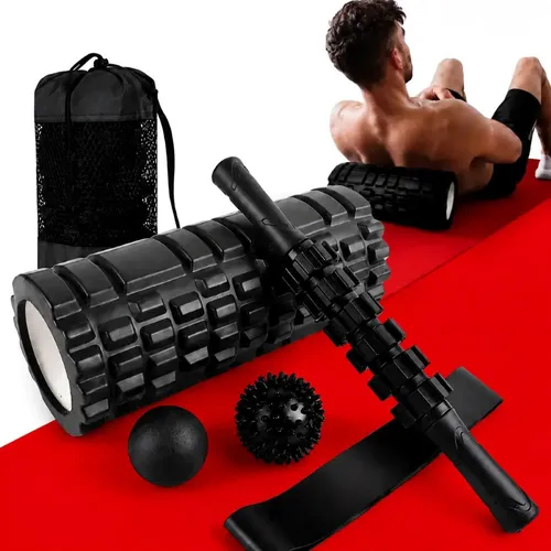 Kit 6 - Rolo Miofascial Bastão Bolas Massagem Mini Band Bolsa-KIT6RMBB