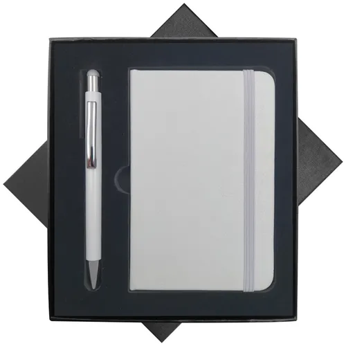Kit Bloco de Anotações, Caneta e Caixa-A6-6+17020BWH+A6-BOX