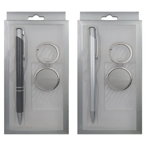 Kit Caneta E Chaveiro Em Alumínio -9997B+HJ1655+PVC2IN1