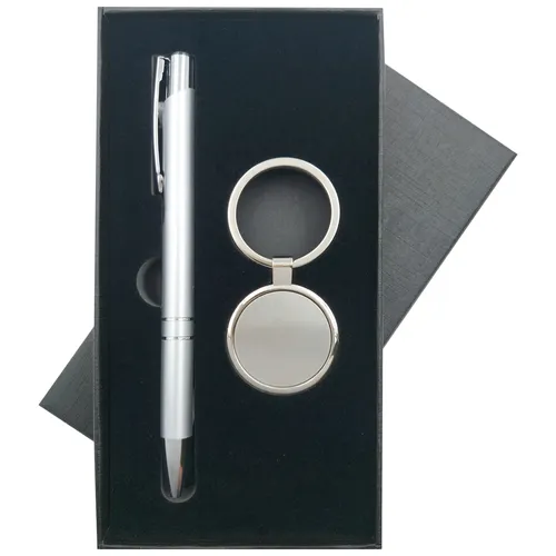 Kit Caneta E Chaveiro Em Alumínio -PB2001+9997B+HJ-1655SL