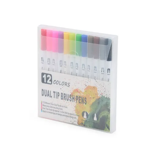 Kit Canetinhas Ponta Dupla Com 12 Cores-08332-12