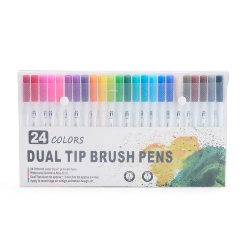 Kit Canetinhas Ponta Dupla Com 24 Cores-08332-24