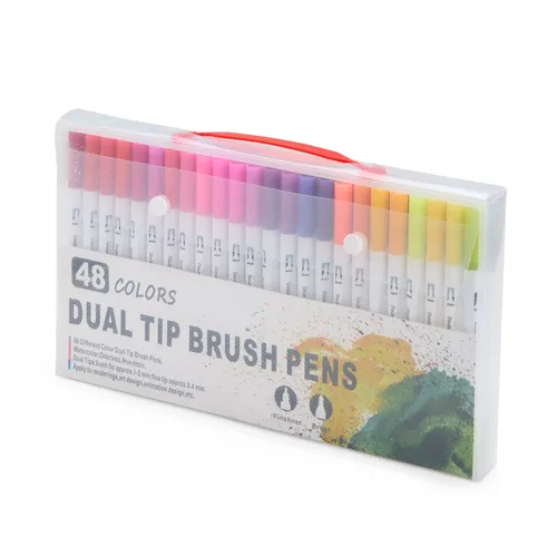 Kit Canetinhas Ponta Dupla Com 48 Cores-08332-48