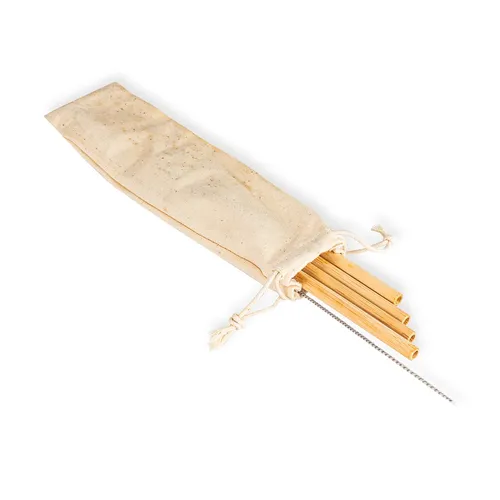 Kit Canudos de Bambu com Escova de Limpeza-15227