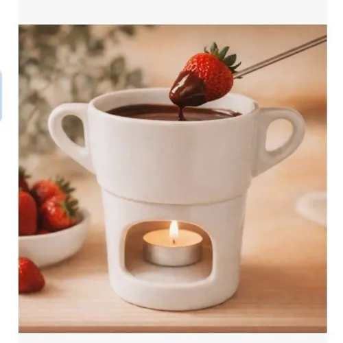 Kit Fondue + 2 Ramekin Porcelana Para Fondue-21112ML