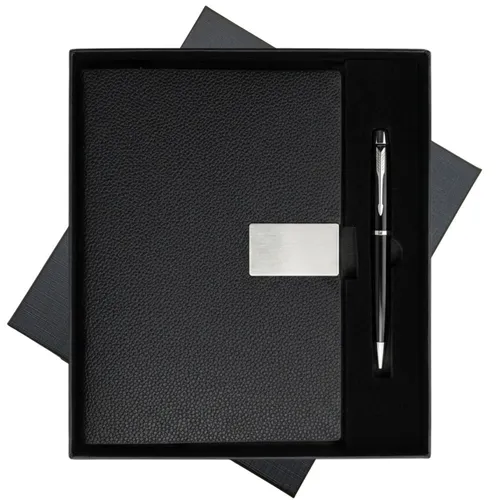 Kit de Bloco de Anotações 120 Folhas, Caneta Metálica e no Estojo-CWZP-T22