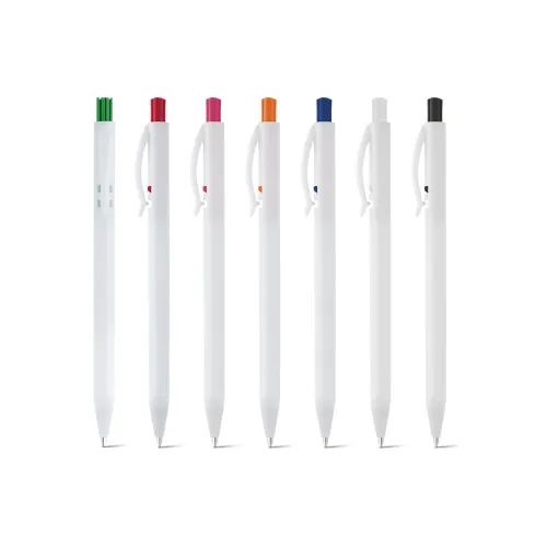 LANA WHITE. Esferográfica em ABS com acabamento brilhante e escrita em azul-81123