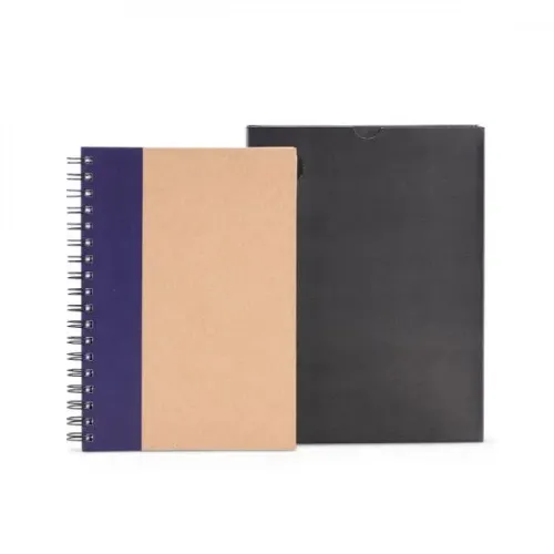 CADERNO PAUTADO COM WIRE-O - 23X18CM - BEGE/AZUL-LE-30643
