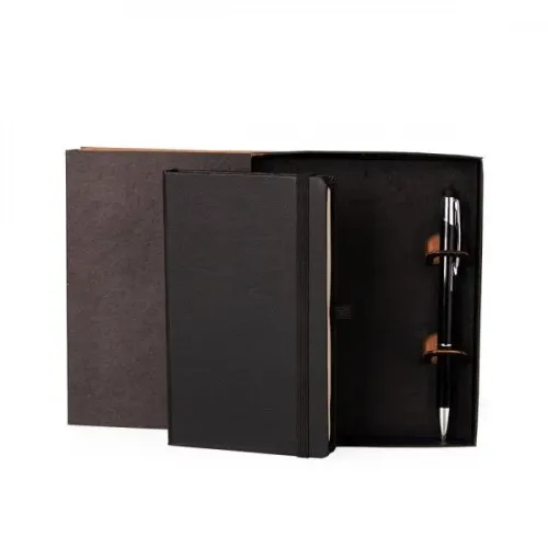 CADERNETA P/ ANOTAÇÕES COM CANETA - PRETA-LE-31721