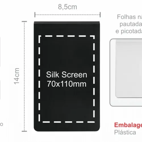 BLOCO PARA ANOTAÇÕES SIMPLES - PRETO - 100 FLS-LE-32001