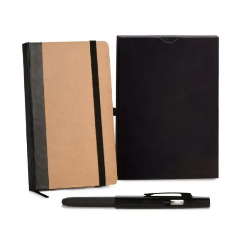 CADERNETA P/ ANOTAÇÕES COM CANETA - BEGE/PRETO-LE-34731