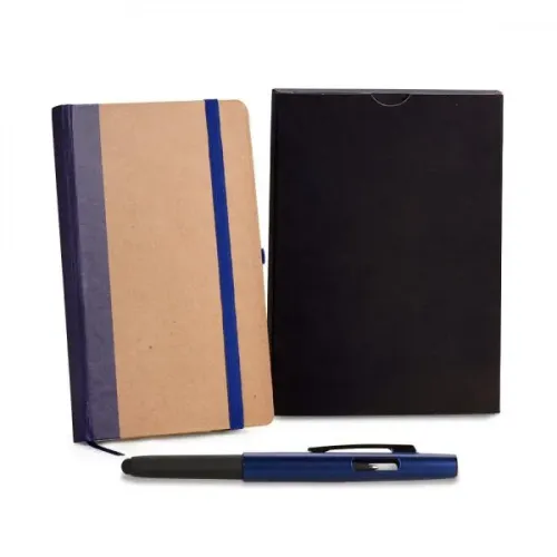 CADERNETA P/ ANOTAÇÕES COM CANETA - BEGE/AZUL-LE-34733