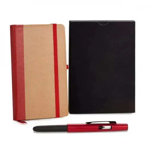 CADERNETA P/ ANOTAÇÕES COM CANETA - BEGE/VERMELHO-LE-34734
