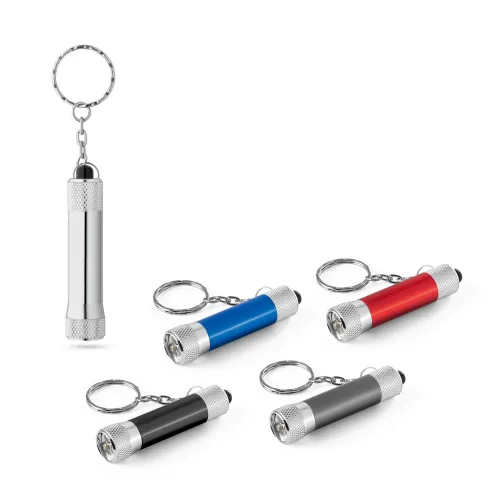 LERGAN. Chaveiro em alumínio com lanterna de 3 luzes LEDs-93141