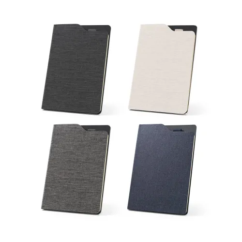 LOBATO. Caderno A5 de capa dura em tecido PET 100% reciclado com 160 páginas pautadas recicladas-93586