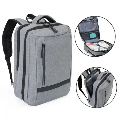 MOCHILA EM POLIÉSTER 300D - MELANGE CINZA - 18L-MA-01522