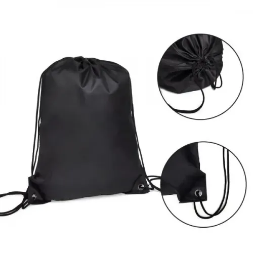 MOCHILA SACOLA EM NYLON 190D - PRETA - 42X32CM-MA-03001