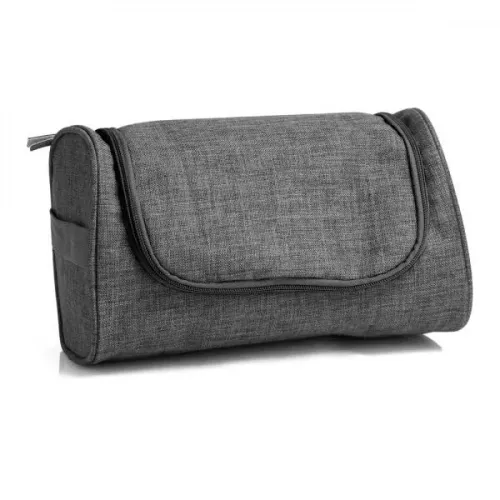 NECESSAIRE EM POLIESTER 300D COM GANCHO MELANGE CINZA-MA-09102
