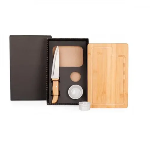 KIT PARA CHURRASCO / PETISCO EM BAMBU / PORCELANA - 4 PÇS-ME-19653