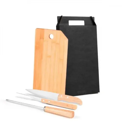 CONJ. PARA COZINHA EM BAMBU / MADEIRA / INOX - 4 PÇS-MX-20266