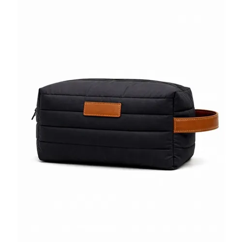 Necessaire Puffer em nylon com detalhes em couro sintético-NCPF0